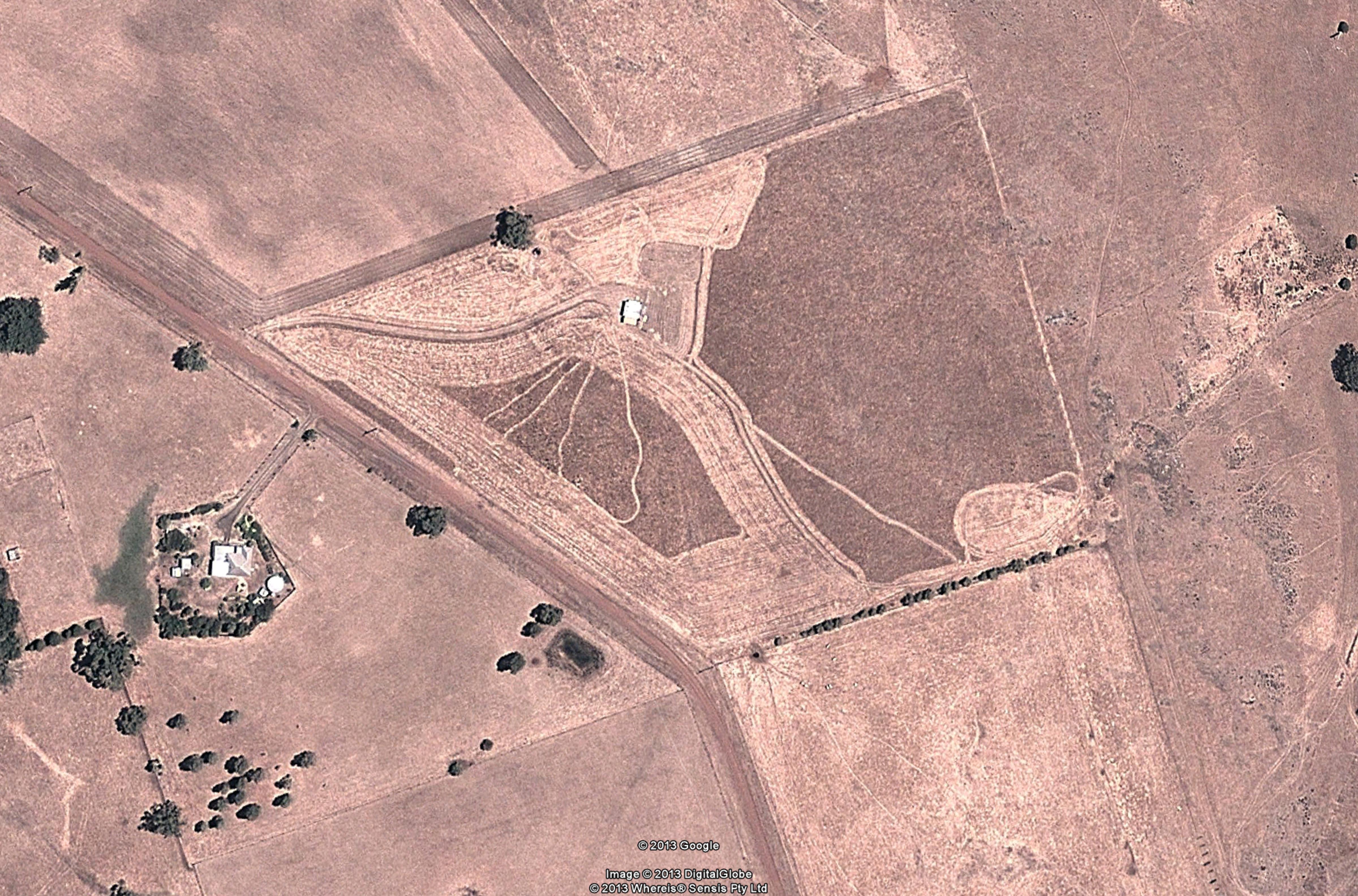 Original undeveloped Eganstown landscape in a 2013 Google Earth aerial image